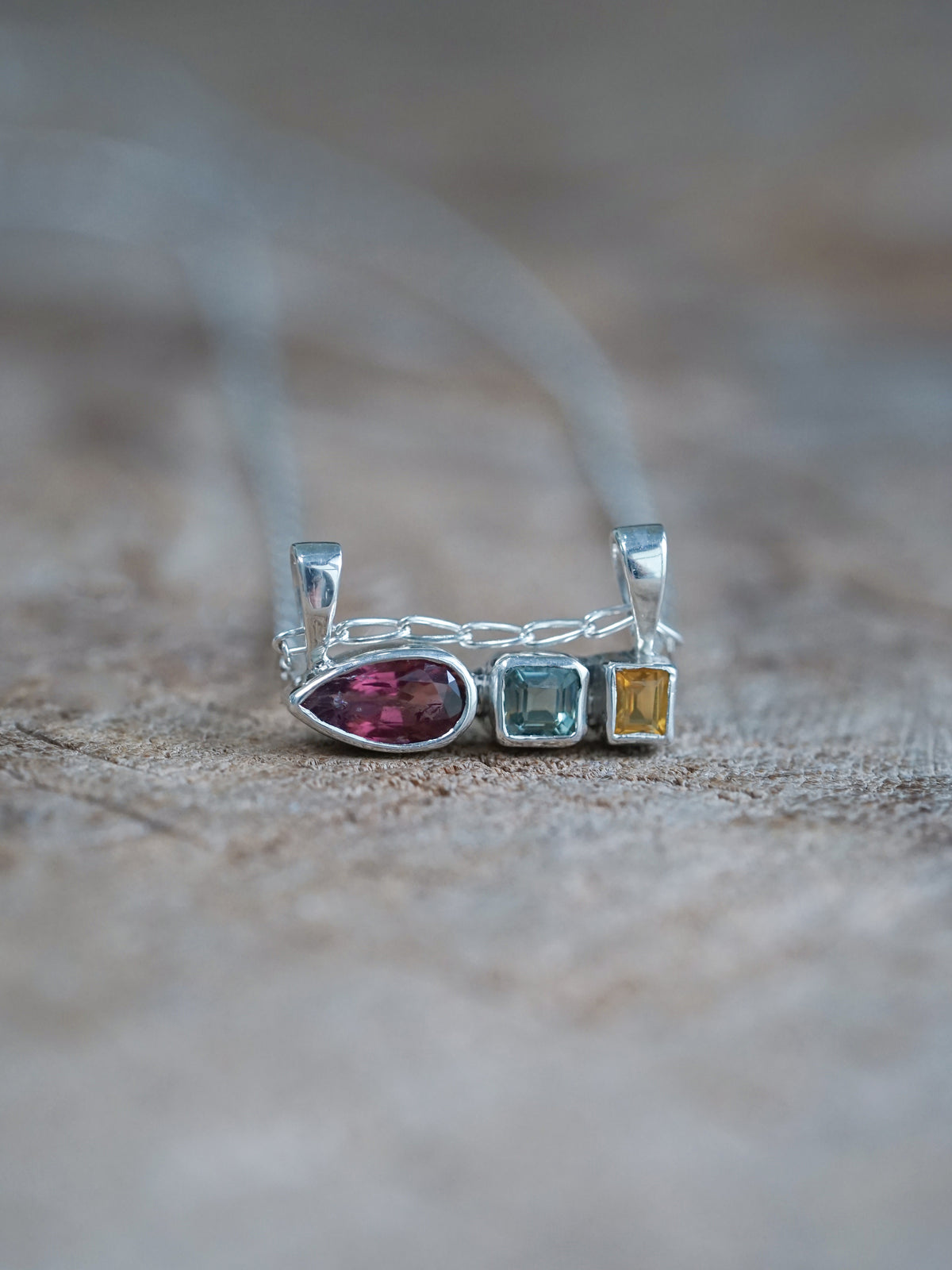 Tourmaline, Sapphire and Citrine Necklace