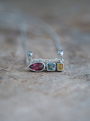 Tourmaline, Sapphire and Citrine Necklace