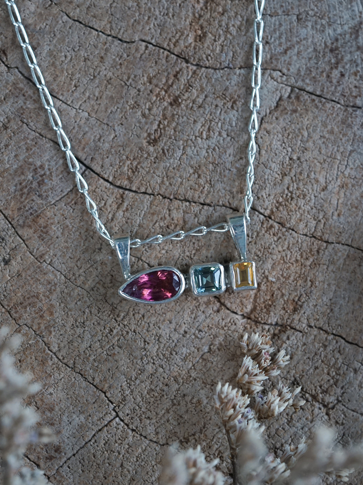 Tourmaline, Sapphire and Citrine Necklace