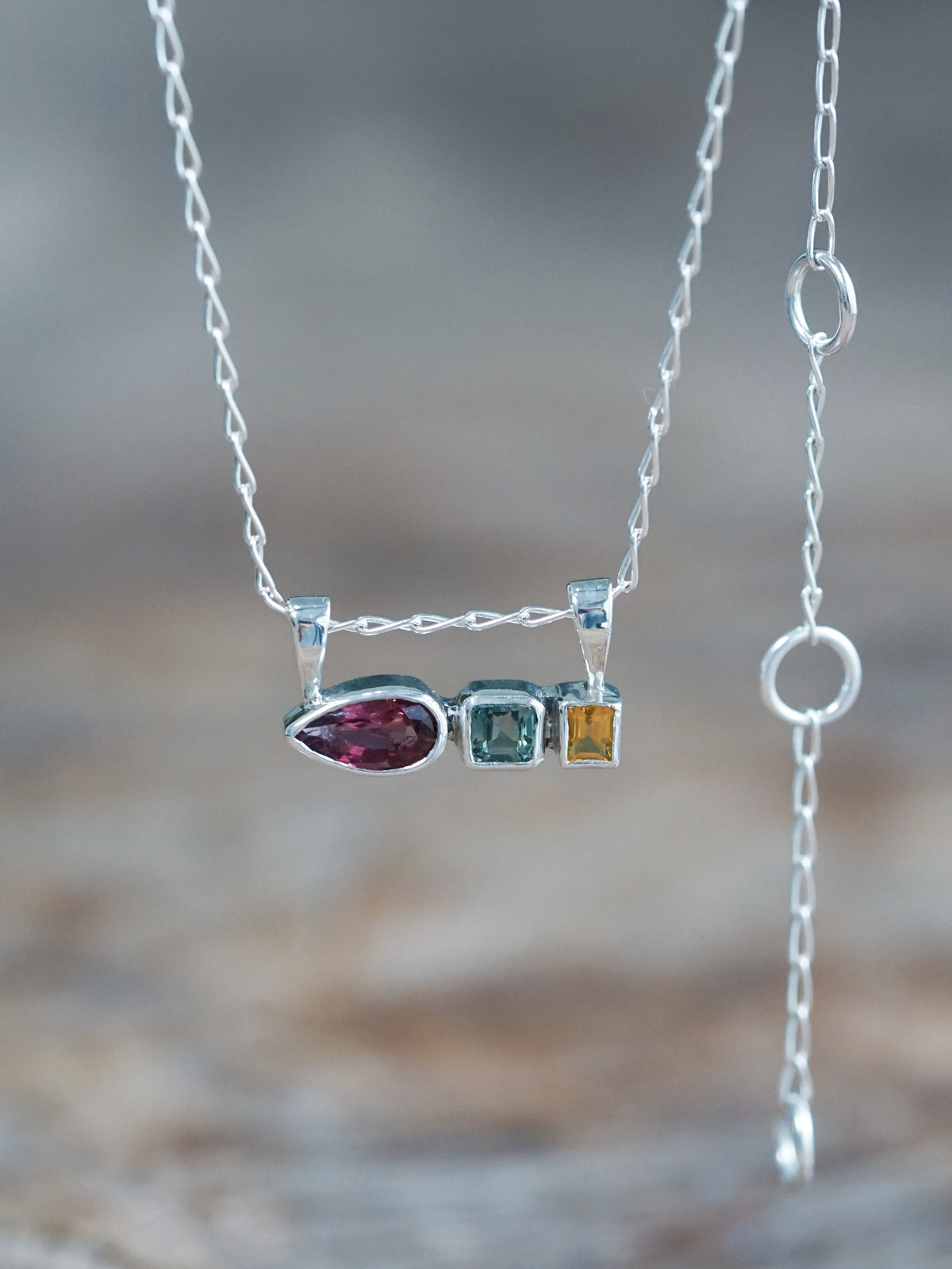 Tourmaline, Sapphire and Citrine Necklace