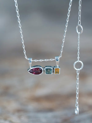 Tourmaline, Sapphire and Citrine Necklace
