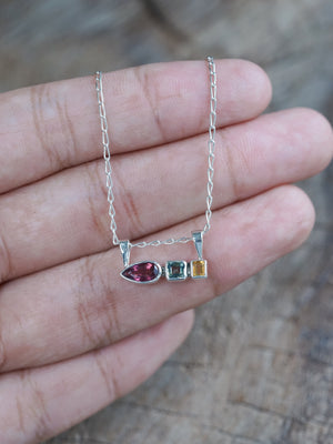 Tourmaline, Sapphire and Citrine Necklace