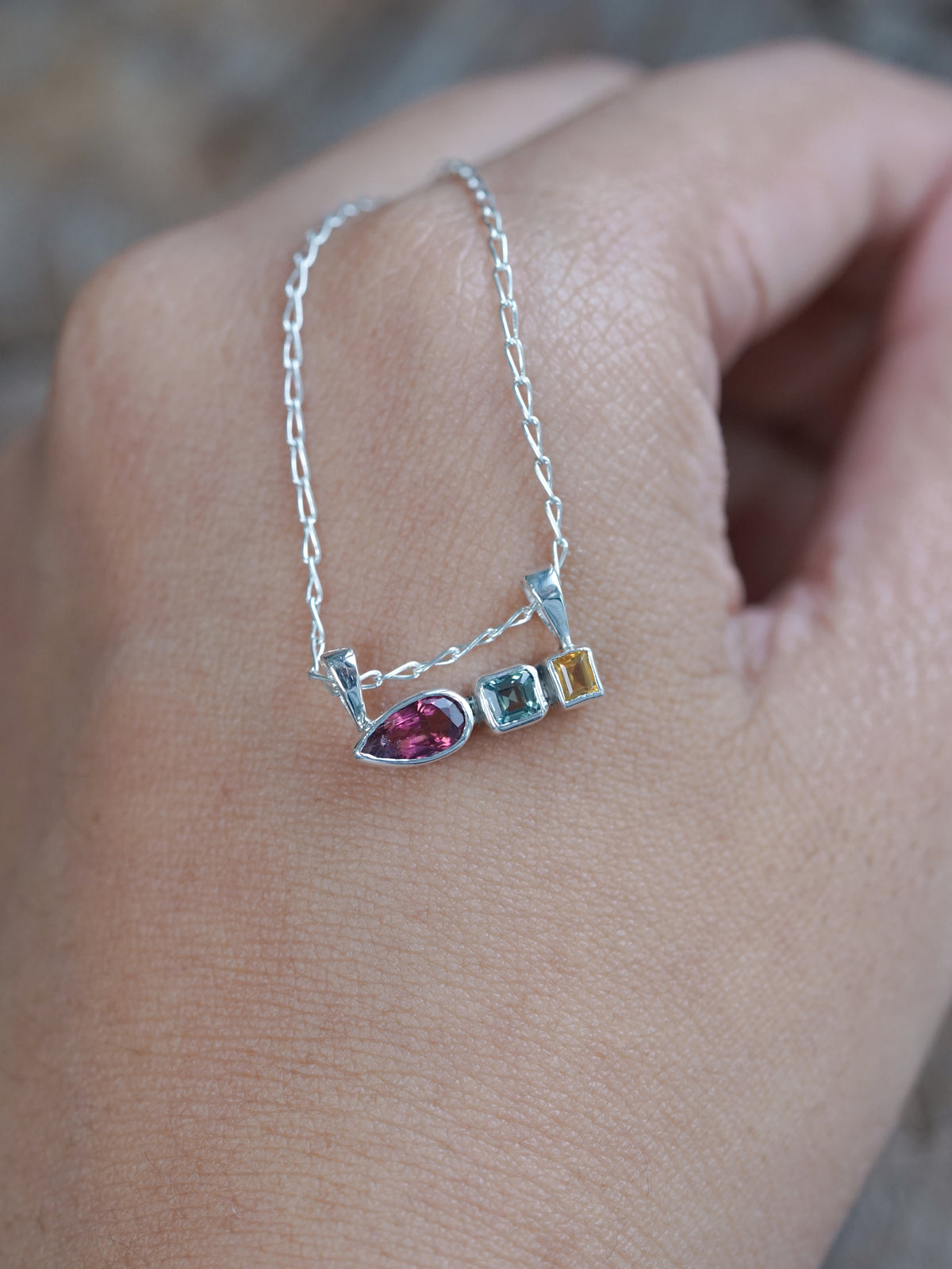 Tourmaline, Sapphire and Citrine Necklace