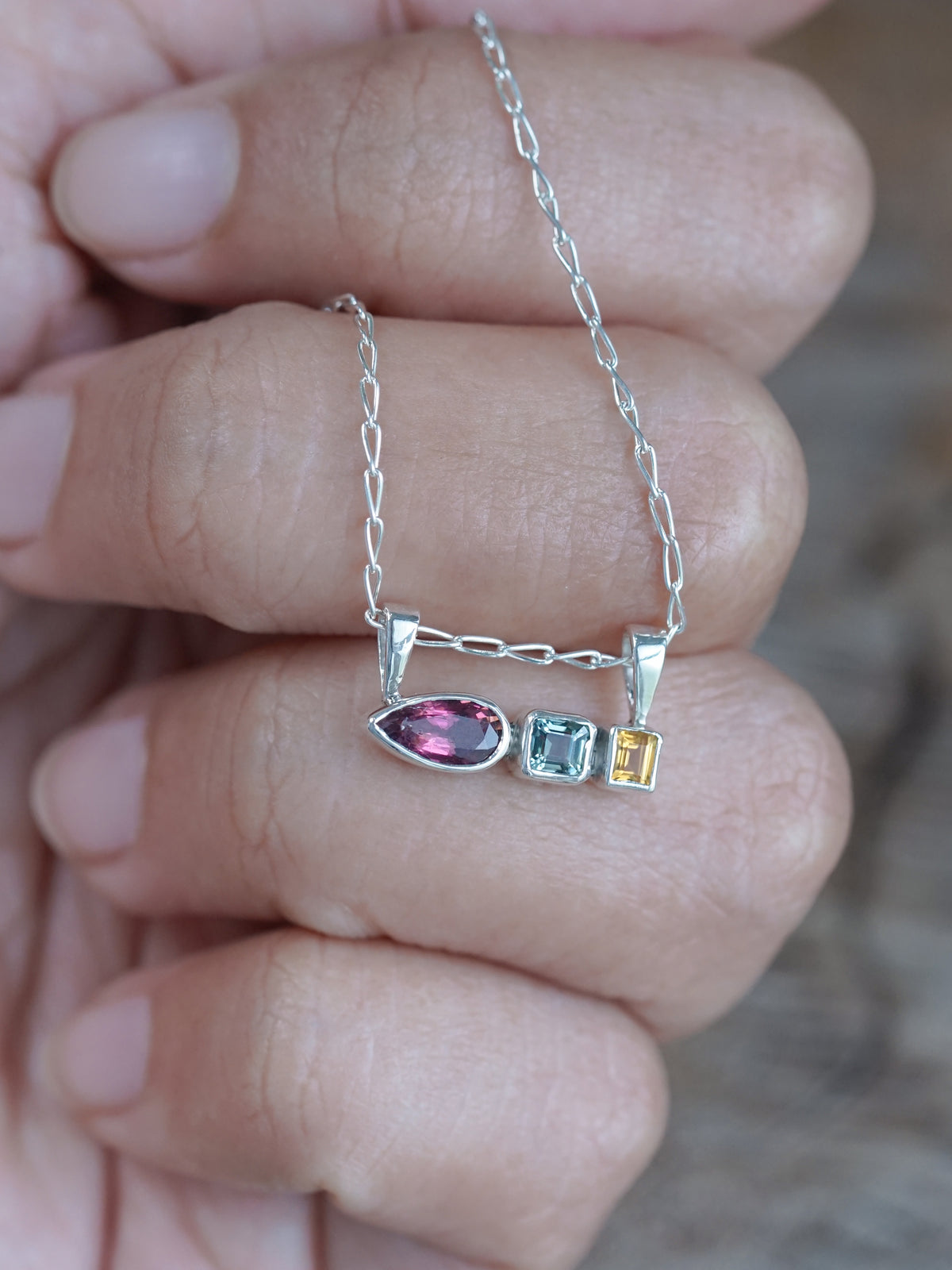 Tourmaline, Sapphire and Citrine Necklace