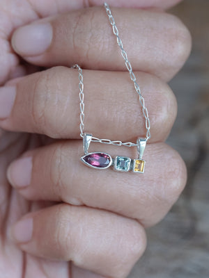 Tourmaline, Sapphire and Citrine Necklace
