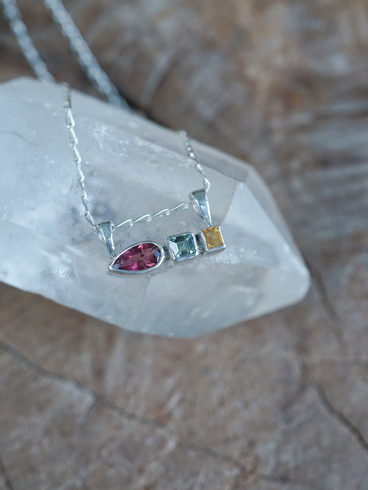 Tourmaline, Sapphire and Citrine Necklace