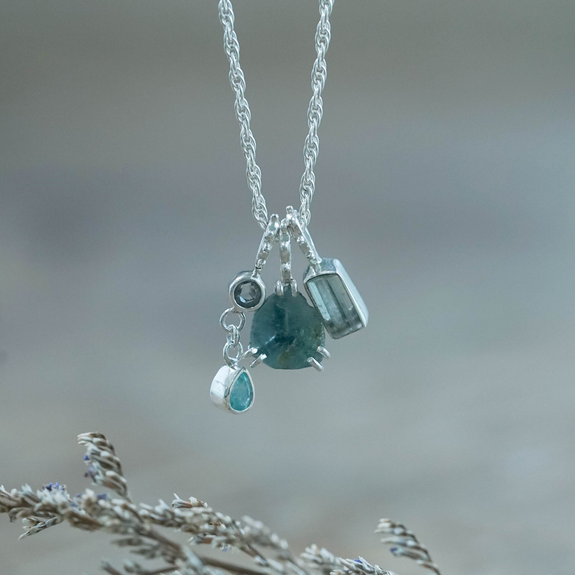 Tourmaline, Sapphire, and Apatite Necklace