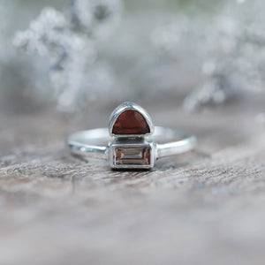 Tourmaline and Garnet Ring in Silver