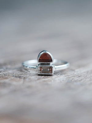 Tourmaline and Garnet Ring in Sterling Silver