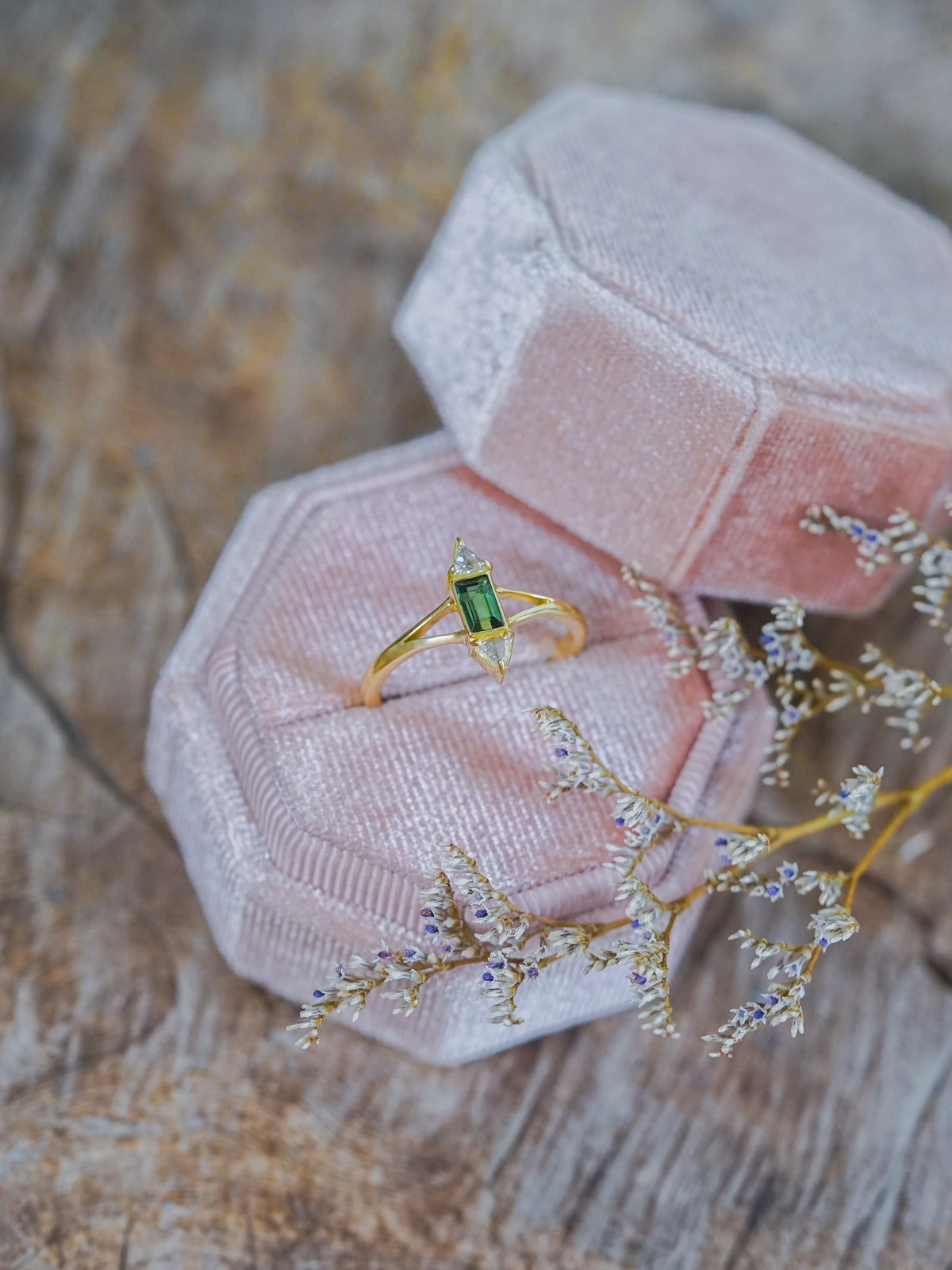 Tourmaline and Diamond Ring in Gold - Size 7 - Gardens of the Sun | Ethical Jewelry