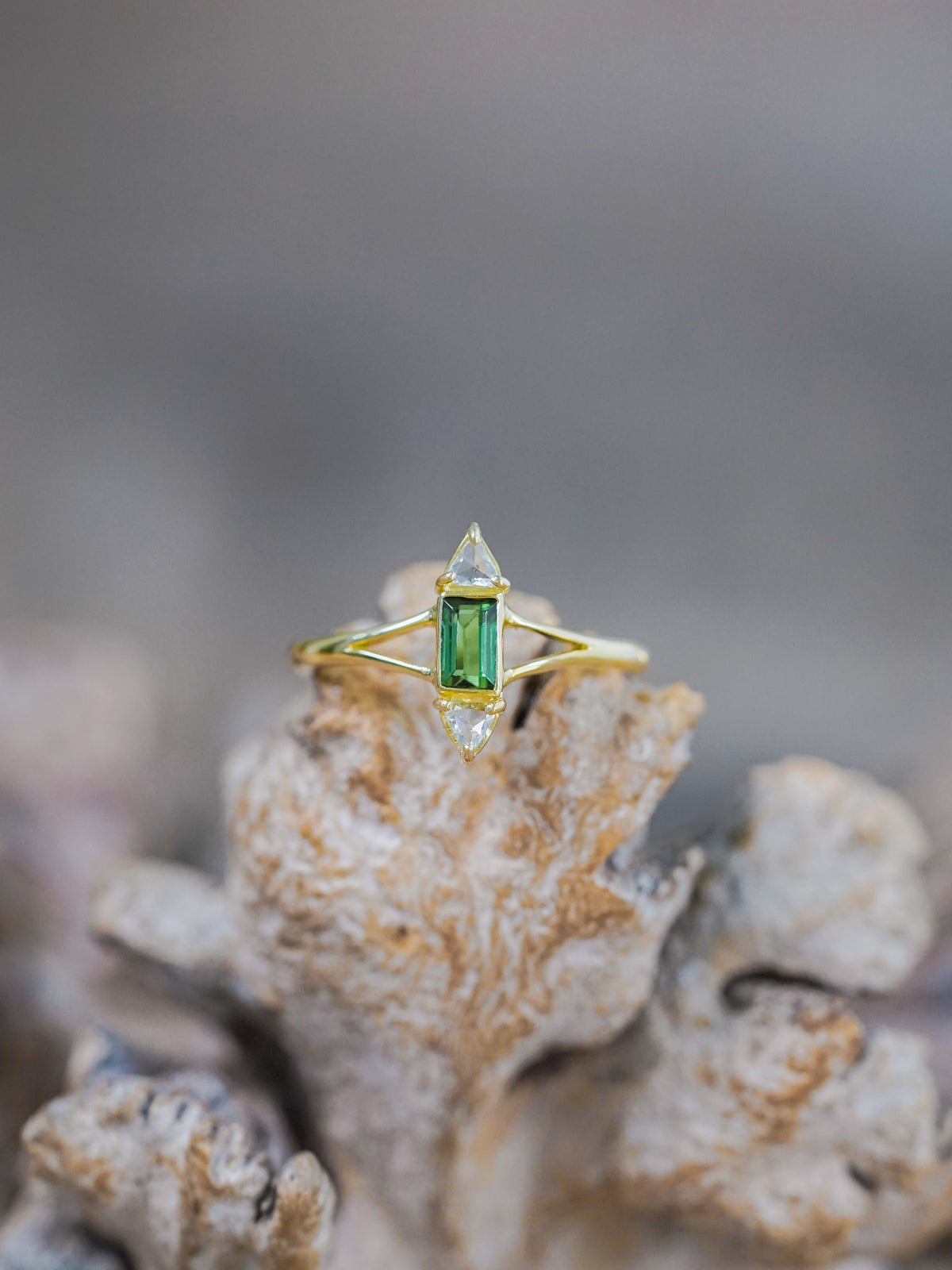 Tourmaline and Diamond Ring in Gold - Size 7 - Gardens of the Sun | Ethical Jewelry