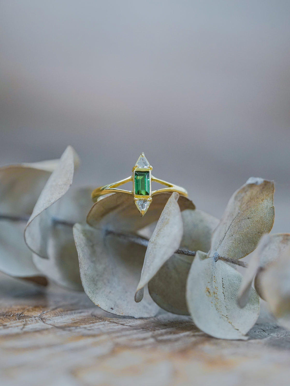 Tourmaline and Diamond Ring in Gold - Size 7 - Gardens of the Sun | Ethical Jewelry