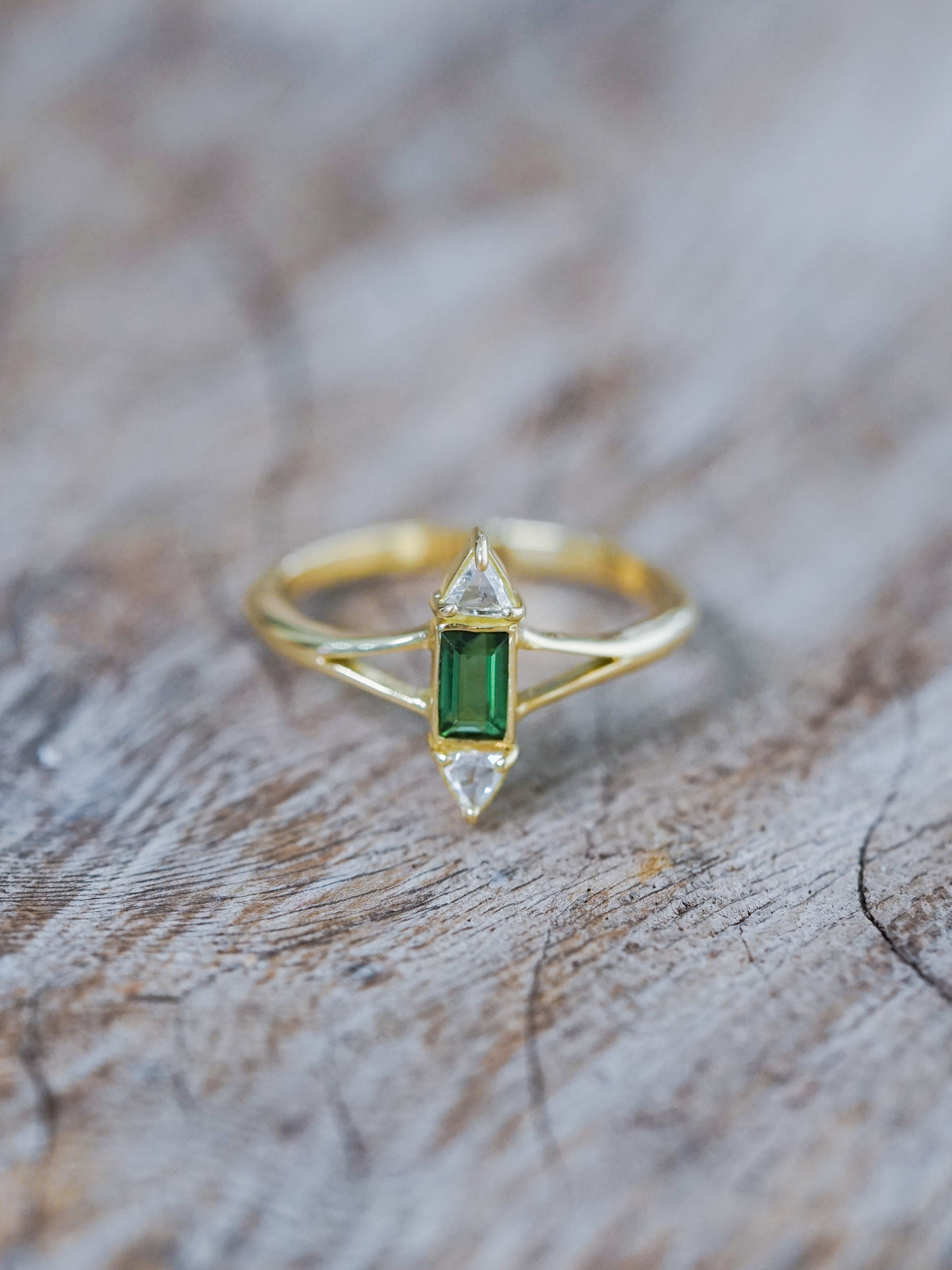 Tourmaline and Diamond Ring in Gold - Size 7 - Gardens of the Sun | Ethical Jewelry