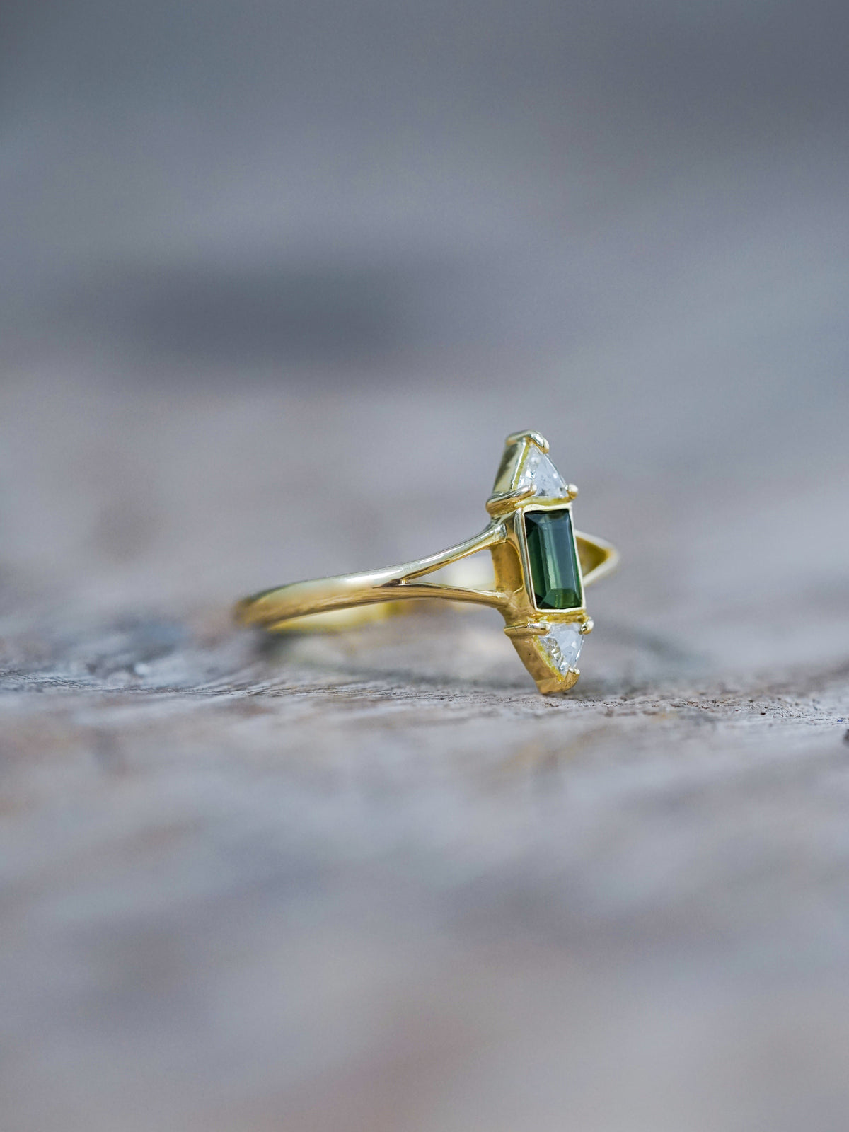 Tourmaline and Diamond Ring in Gold - Size 7 - Gardens of the Sun | Ethical Jewelry