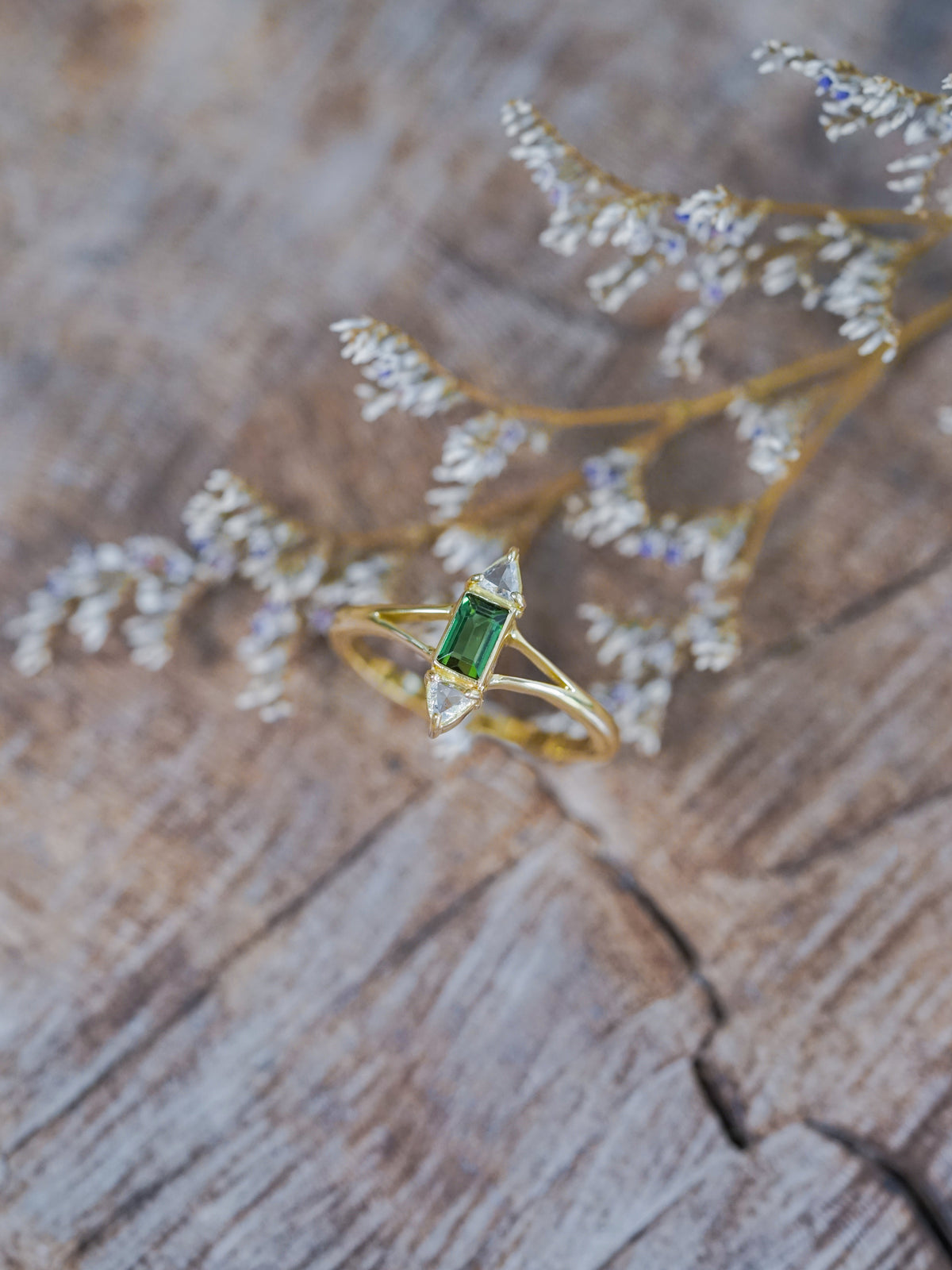 Tourmaline and Diamond Ring in Gold - Size 7 - Gardens of the Sun | Ethical Jewelry