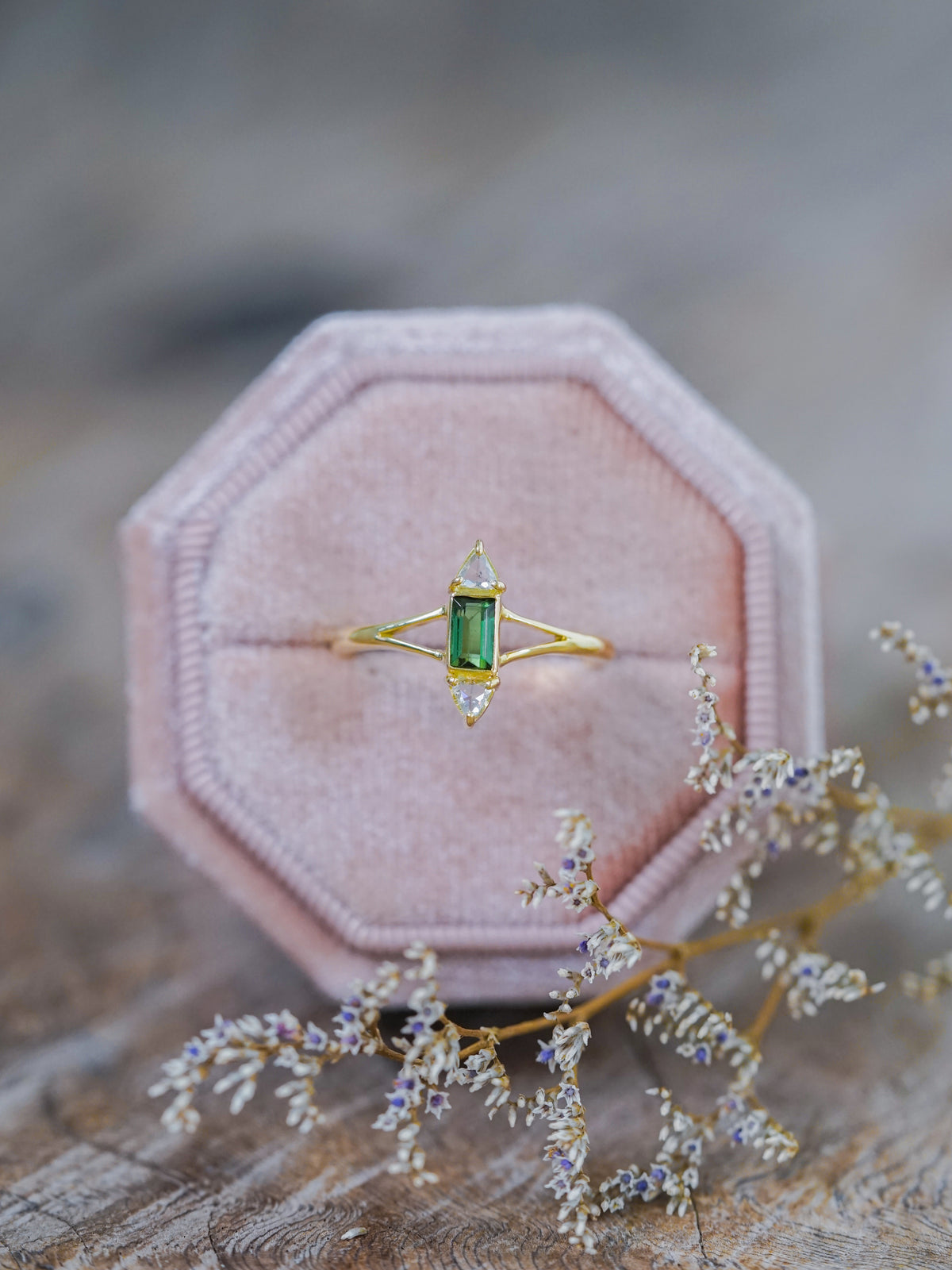 Tourmaline and Diamond Ring in Gold - Size 7 - Gardens of the Sun | Ethical Jewelry