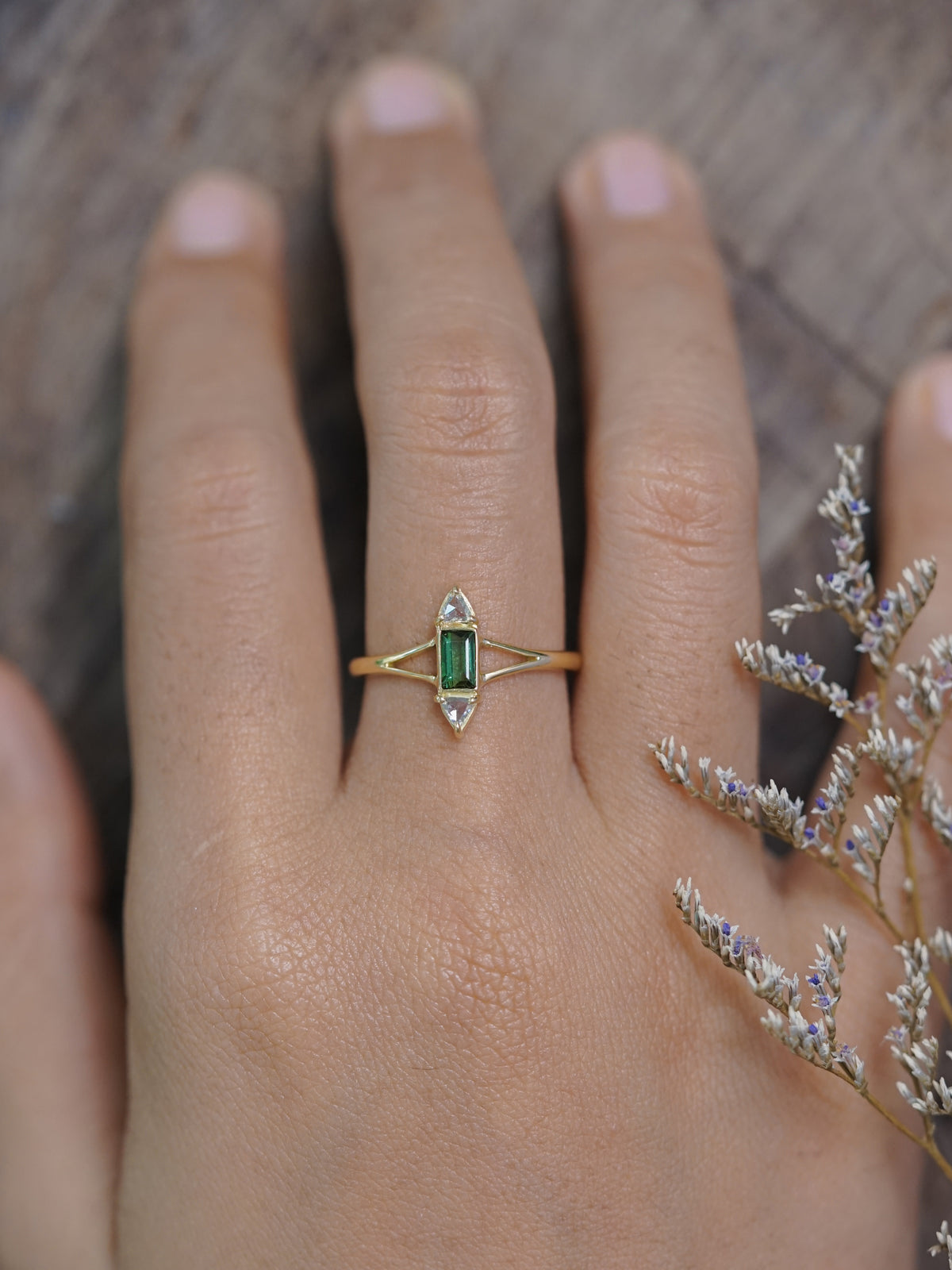 Tourmaline and Diamond Ring in Gold - Size 7 - Gardens of the Sun | Ethical Jewelry