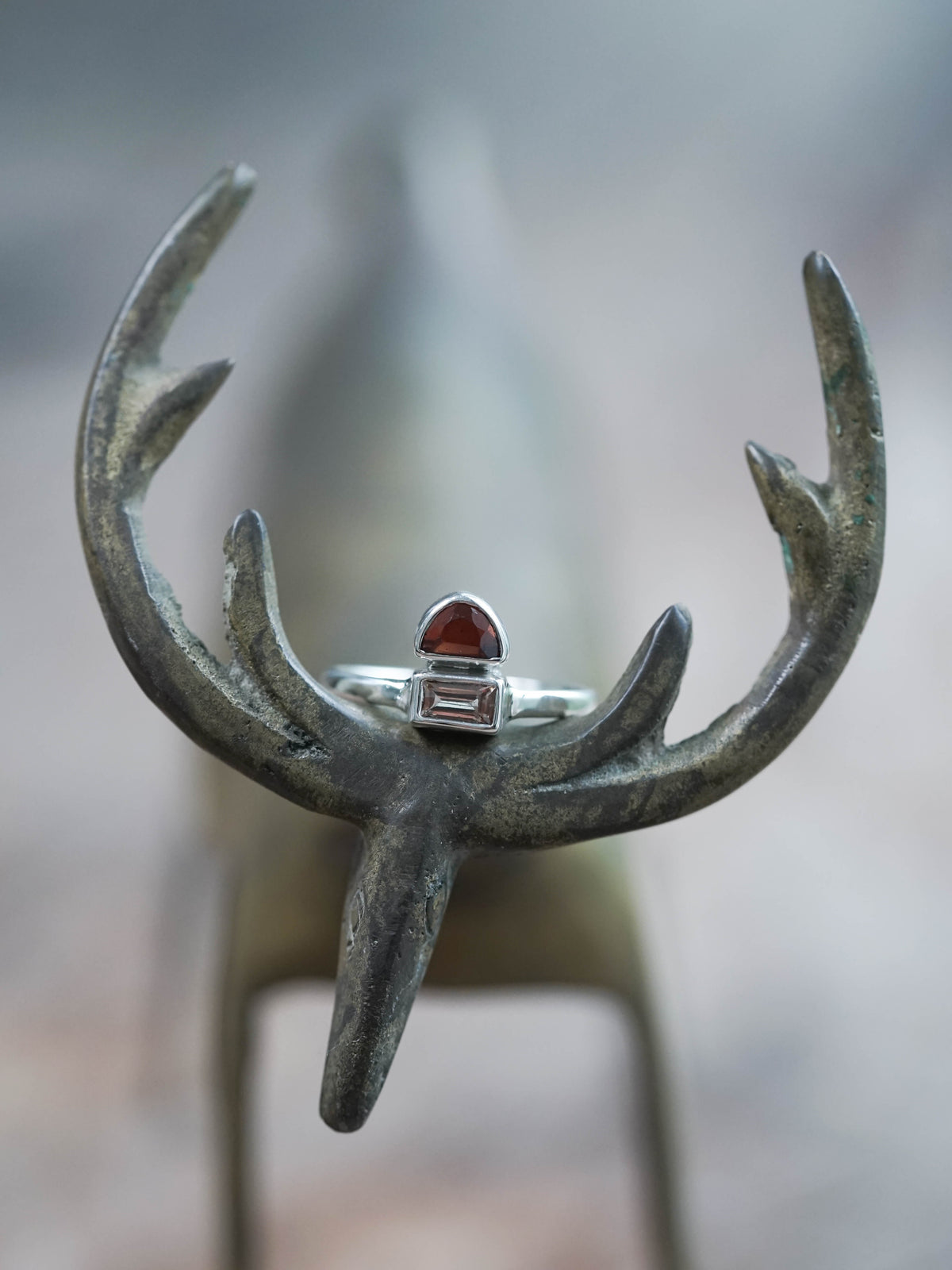Tourmaline and Garnet Ring in Silver