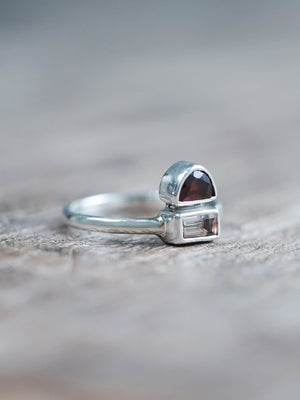 Tourmaline and Garnet Ring in Silver