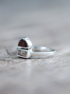 Tourmaline and Garnet Ring in Silver