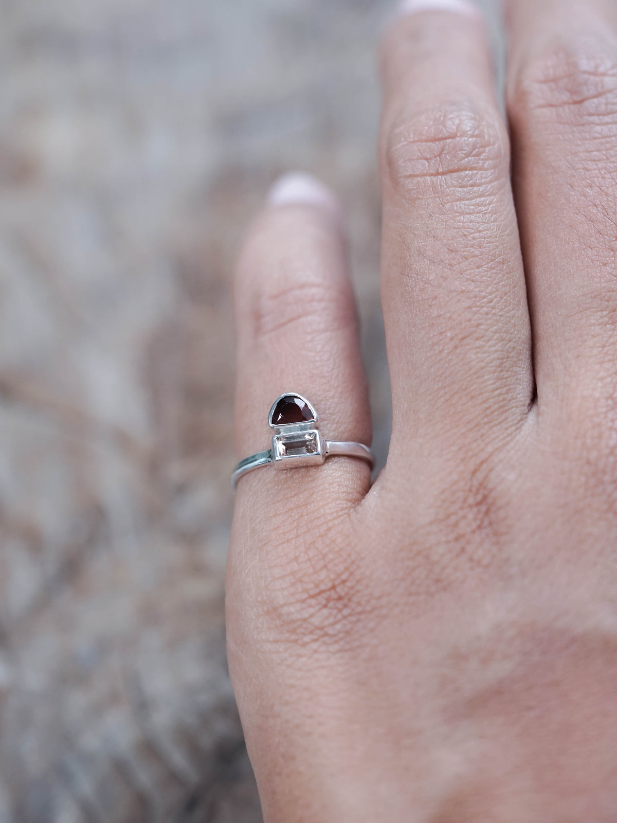 Tourmaline and Garnet Ring in Silver