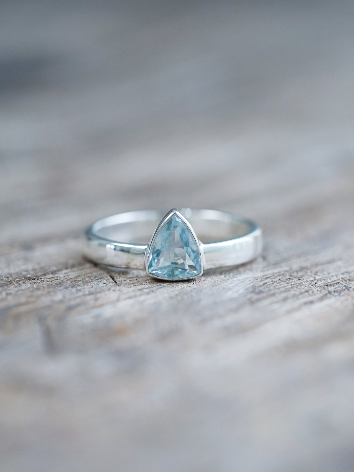 Triangle Aquamarine Ring - size 9