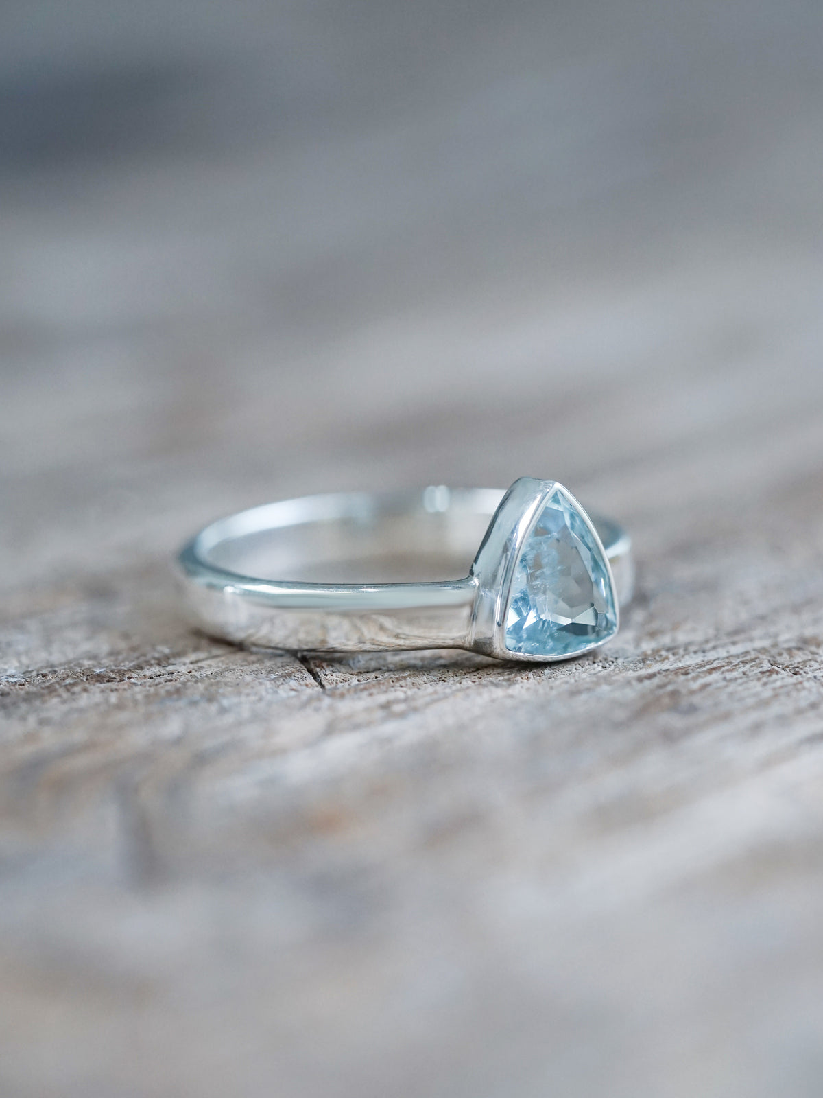 Triangle Aquamarine Ring - size 9