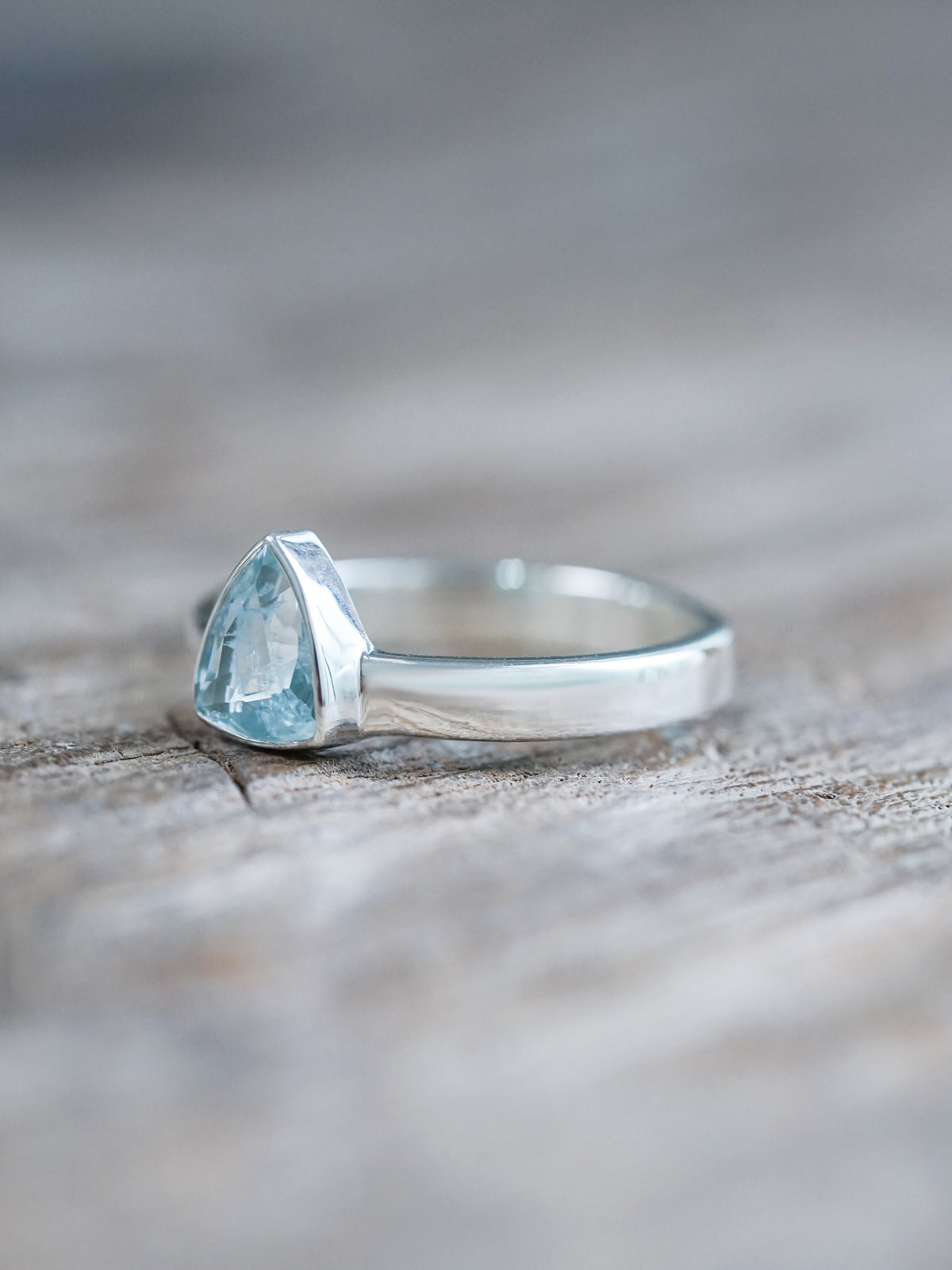 Triangle Aquamarine Ring - size 9