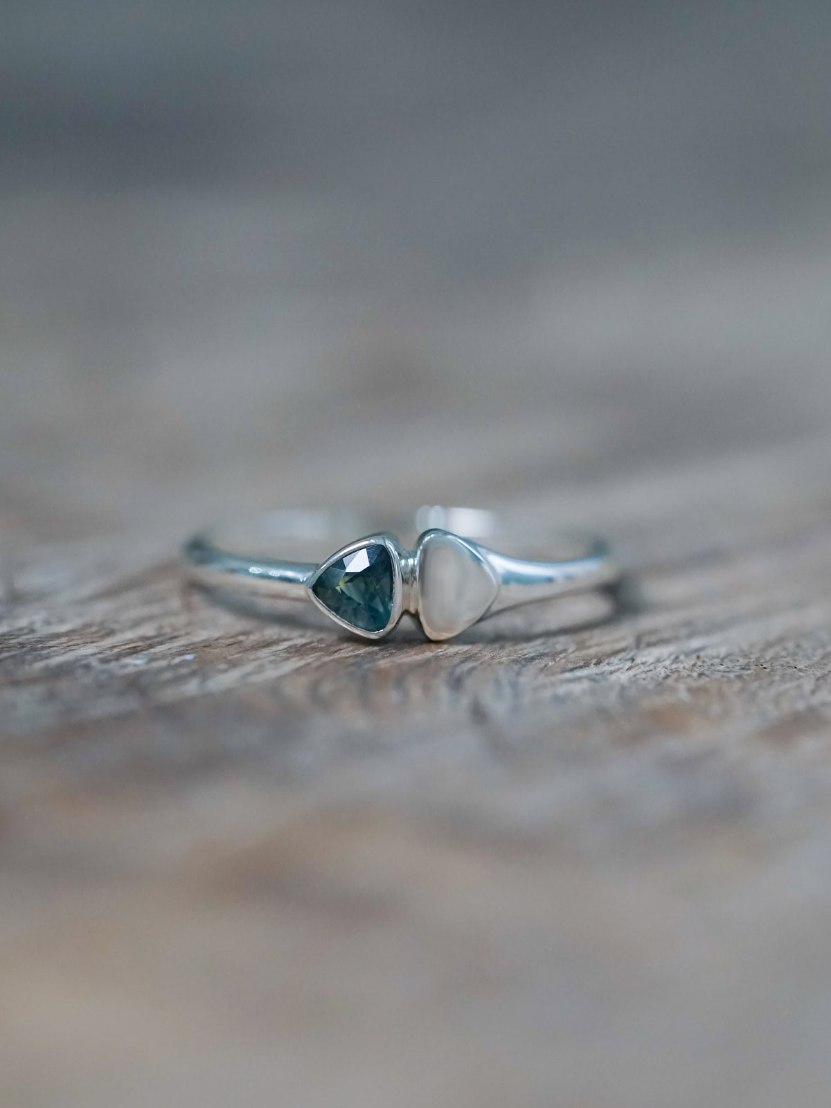 Triangle Blue Sapphire Ring - size 8