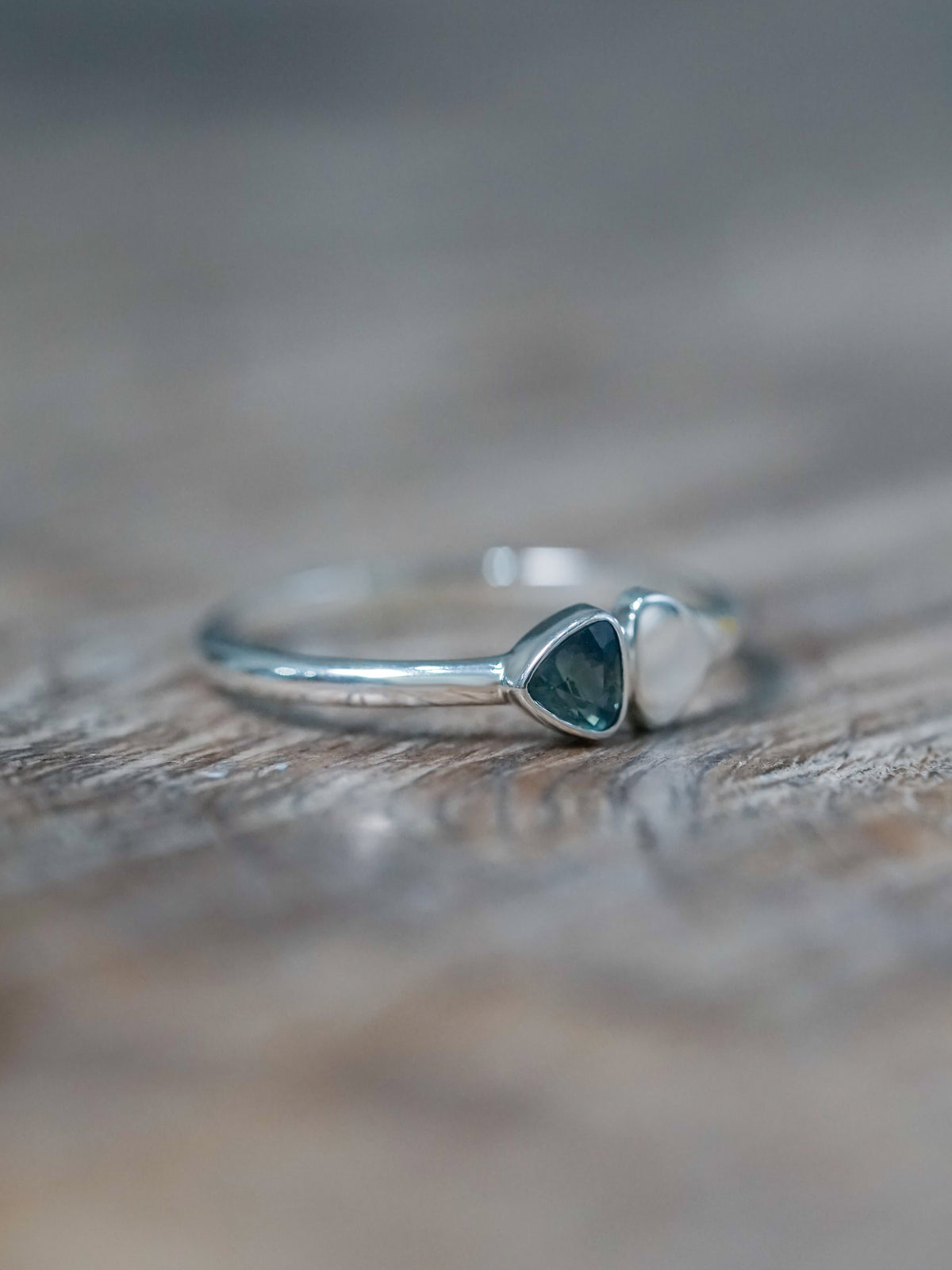 Triangle Blue Sapphire Ring - size 8