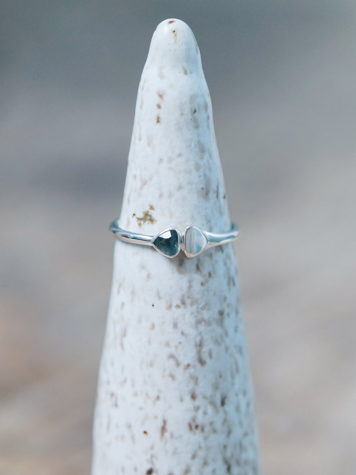 Triangle Blue Sapphire Ring - size 8