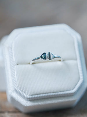 Triangle Blue Sapphire Ring - size 8