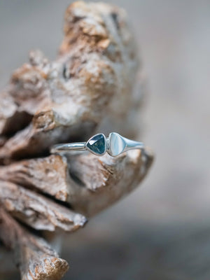 Triangle Blue Sapphire Ring - size 8