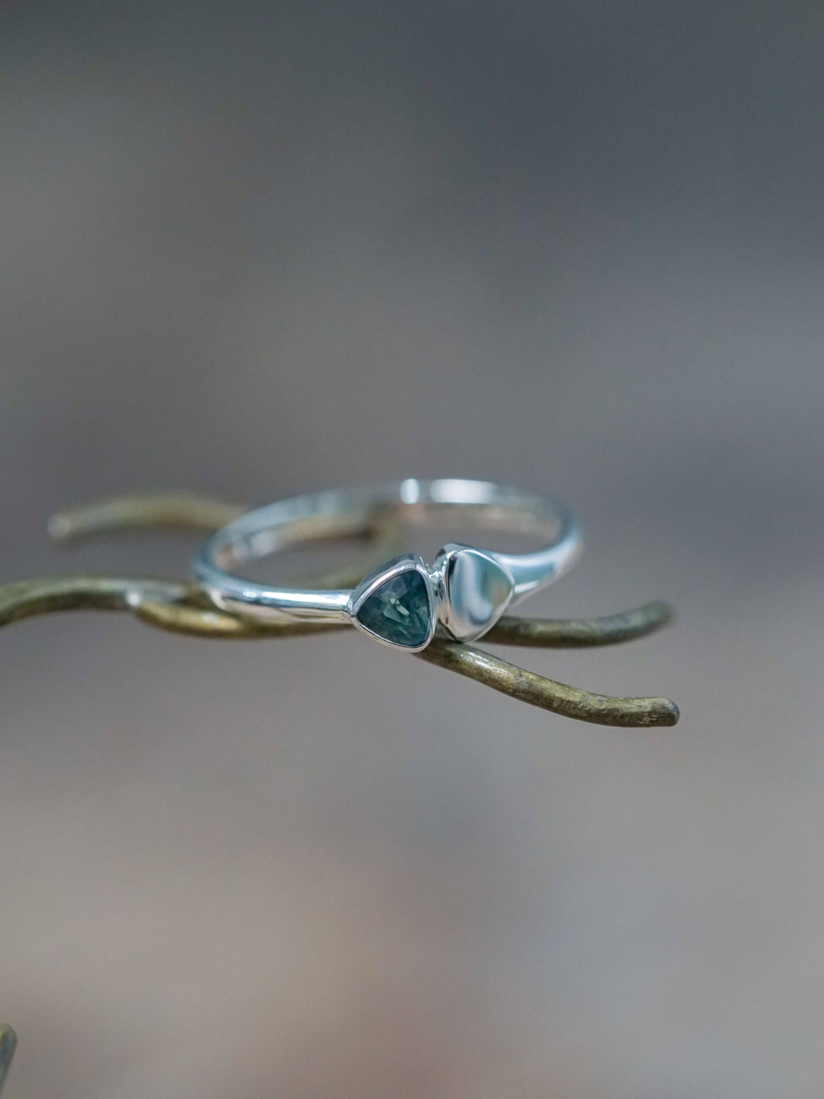 Triangle Blue Sapphire Ring - size 8