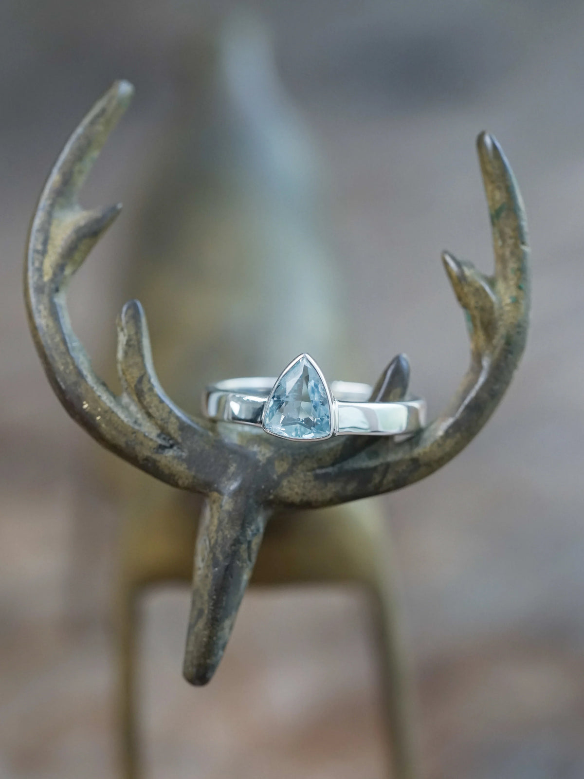 Triangle Aquamarine Ring for Mens Engagement