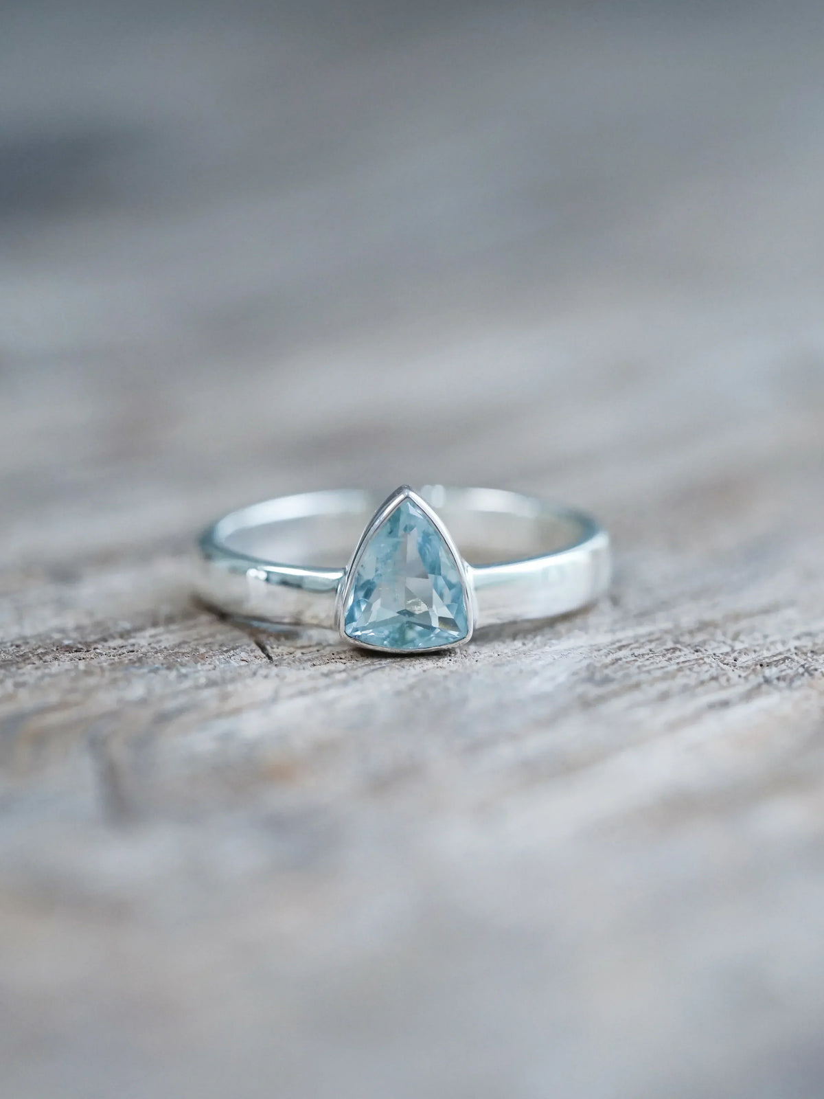 Triangle Aquamarine Ring for Mens Engagement Ring