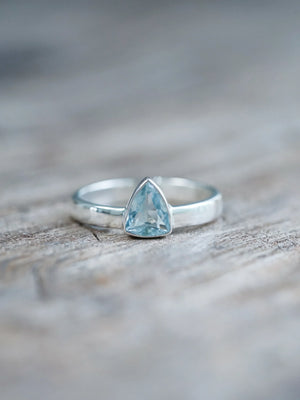 Triangle Aquamarine Ring for Mens Engagement Ring