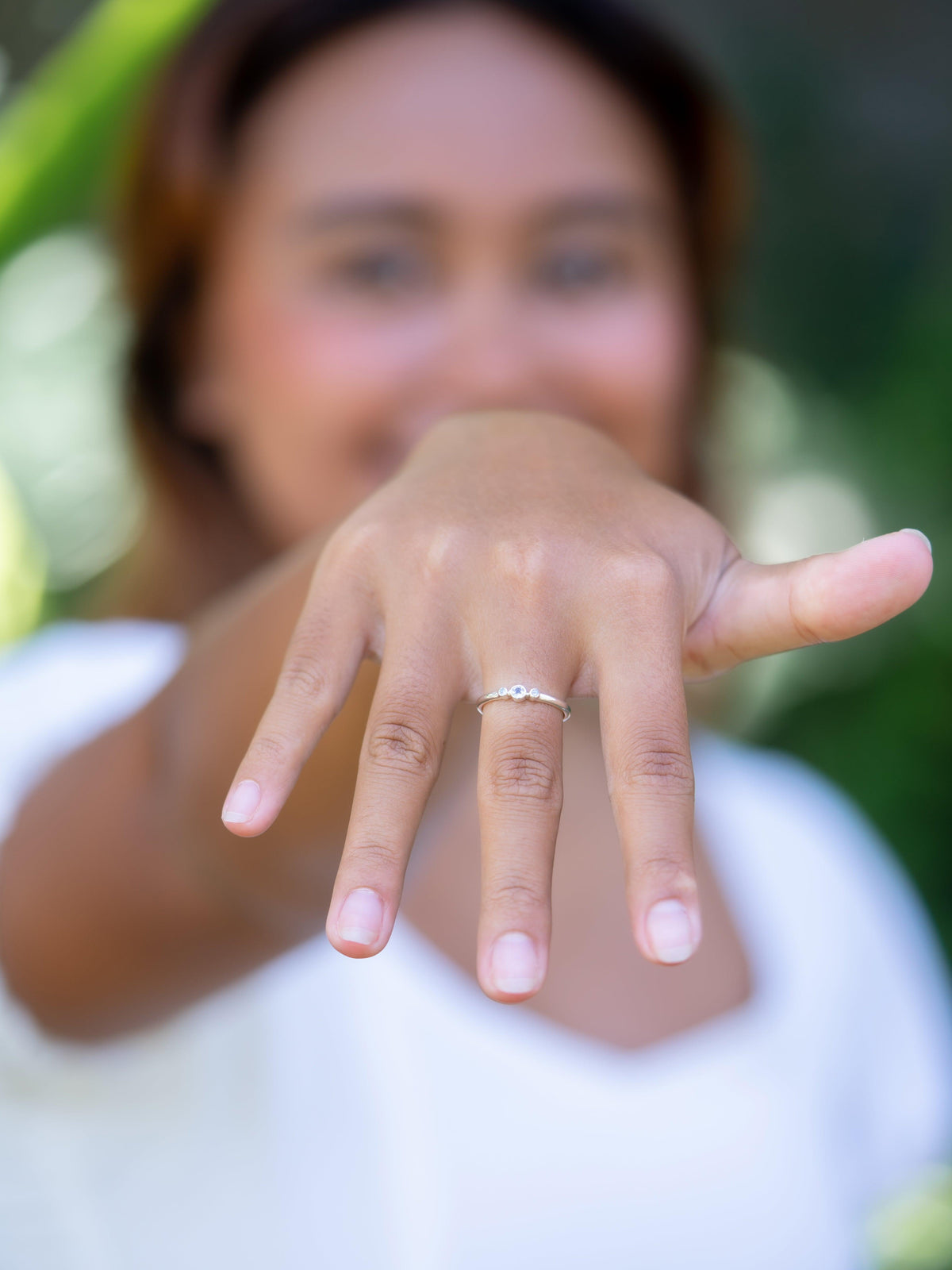 Triple Rainbow Moonstone Ring - Gardens of the Sun | Ethical Jewelry