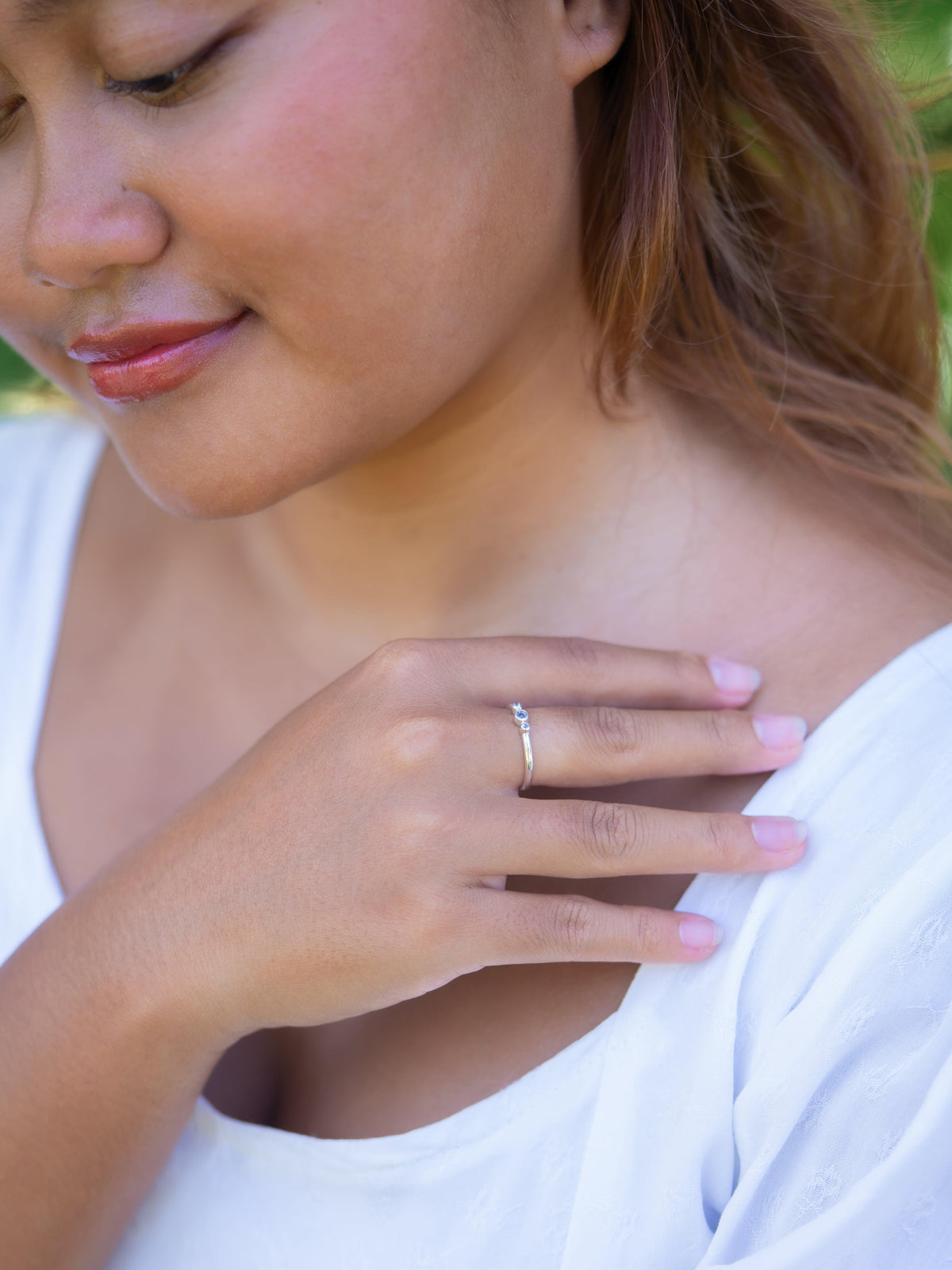 Triple Rainbow Moonstone Ring - Gardens of the Sun | Ethical Jewelry