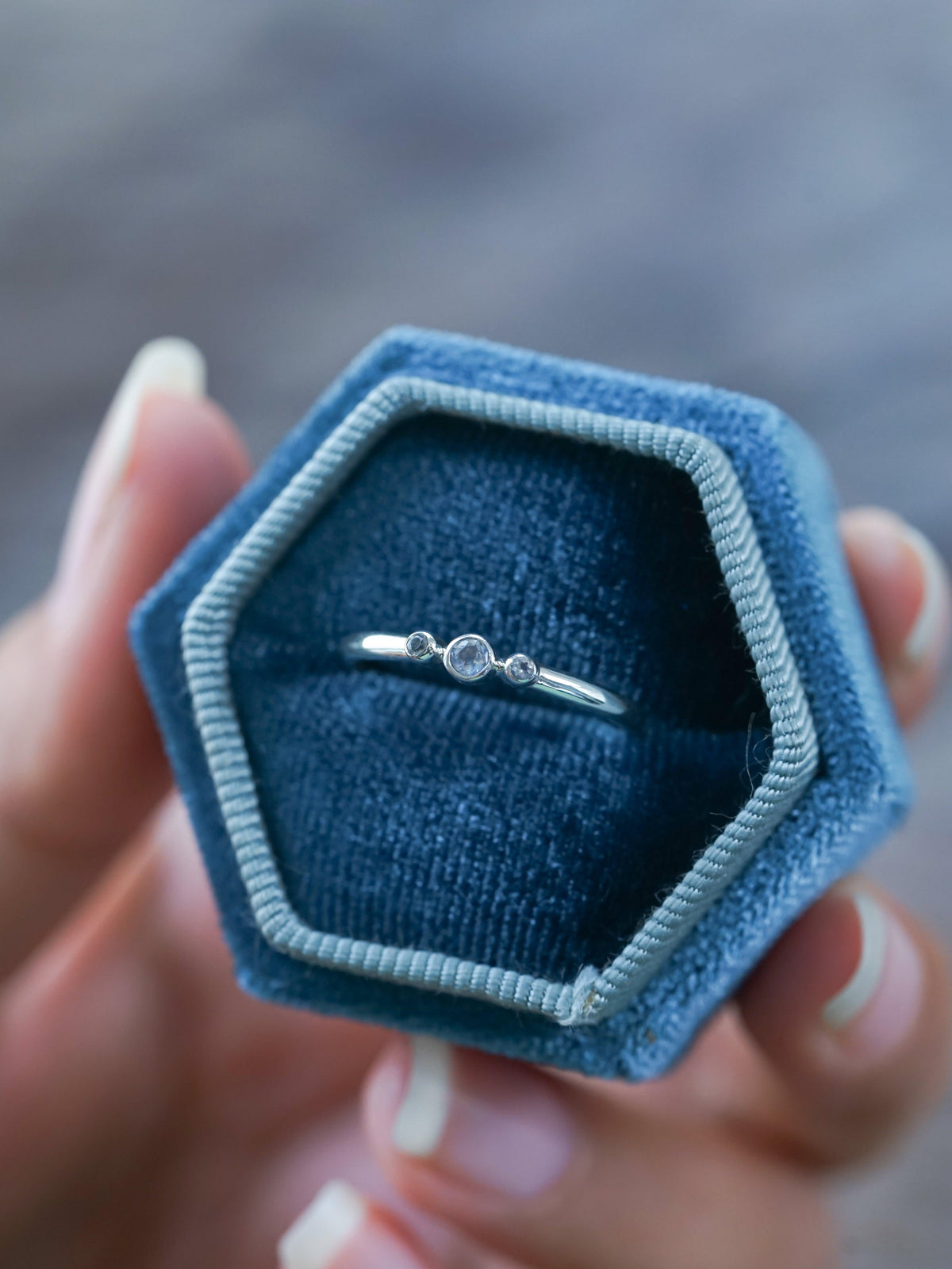 Triple Rainbow Moonstone Ring - Gardens of the Sun | Ethical Jewelry