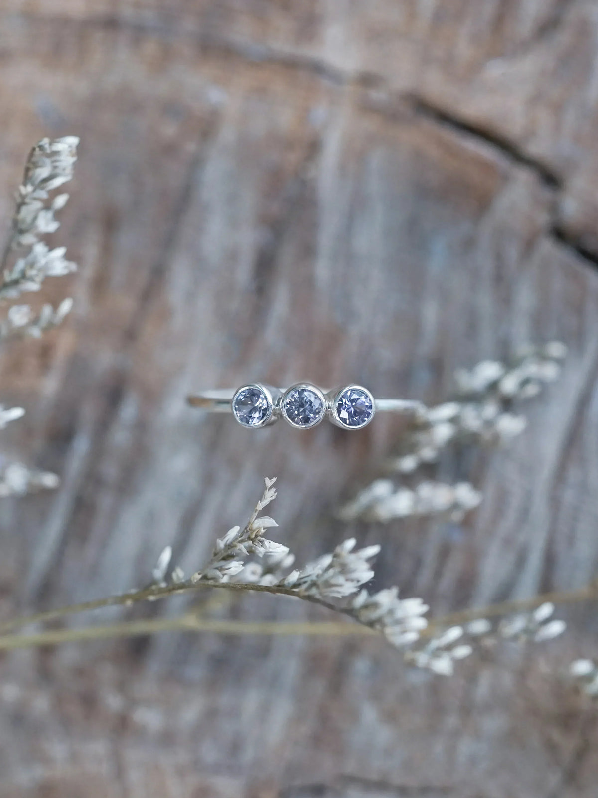 Triple Spinel Ring in Recycled Sterling Silver