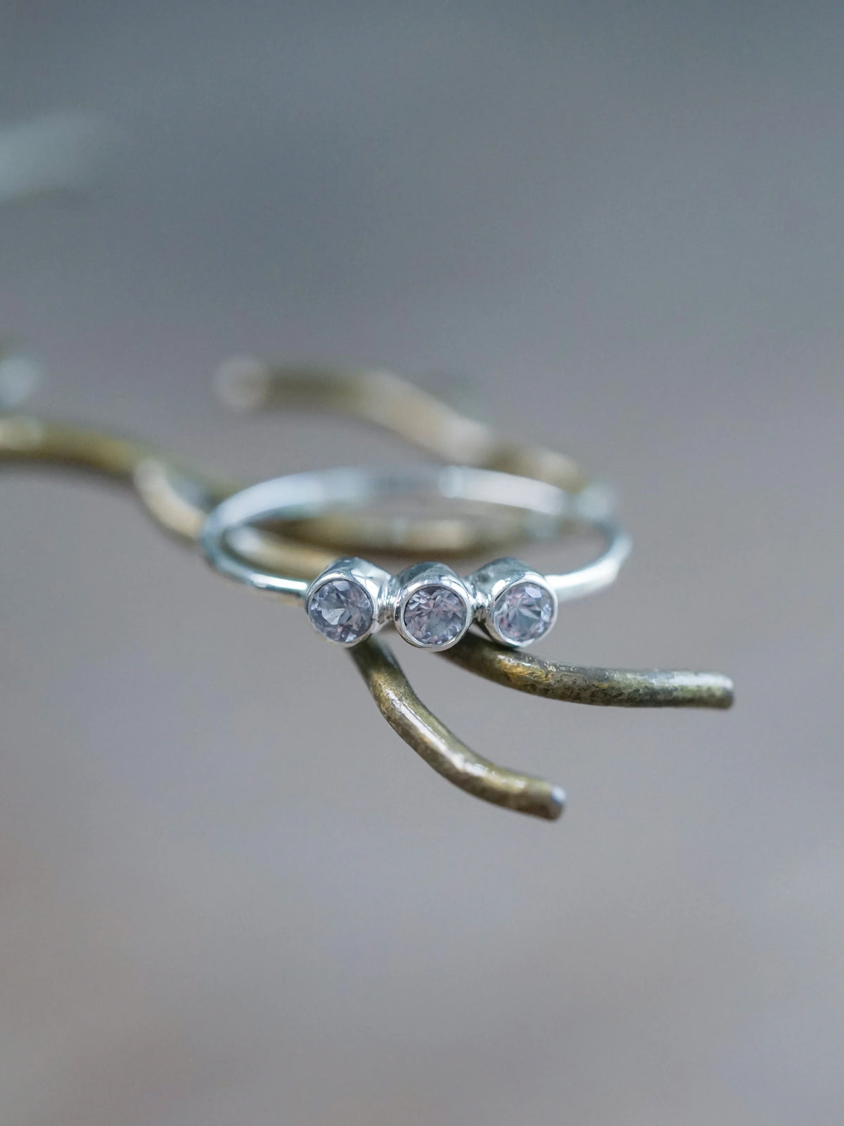 Triple Spinel Ring in Silver