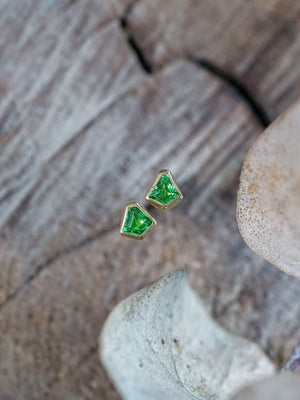 Tsavorite Garnet Earrings in Yellow Gold