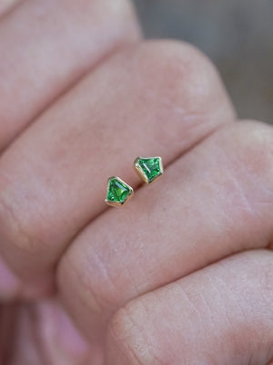 Tsavorite Garnet Earrings in Yellow Gold