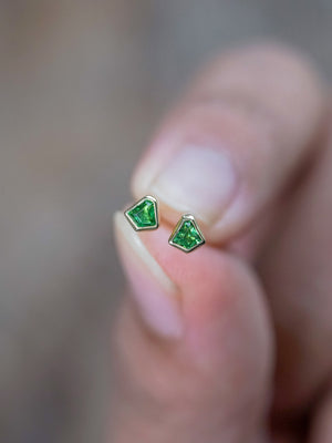 Tsavorite Garnet Earrings in Yellow Gold