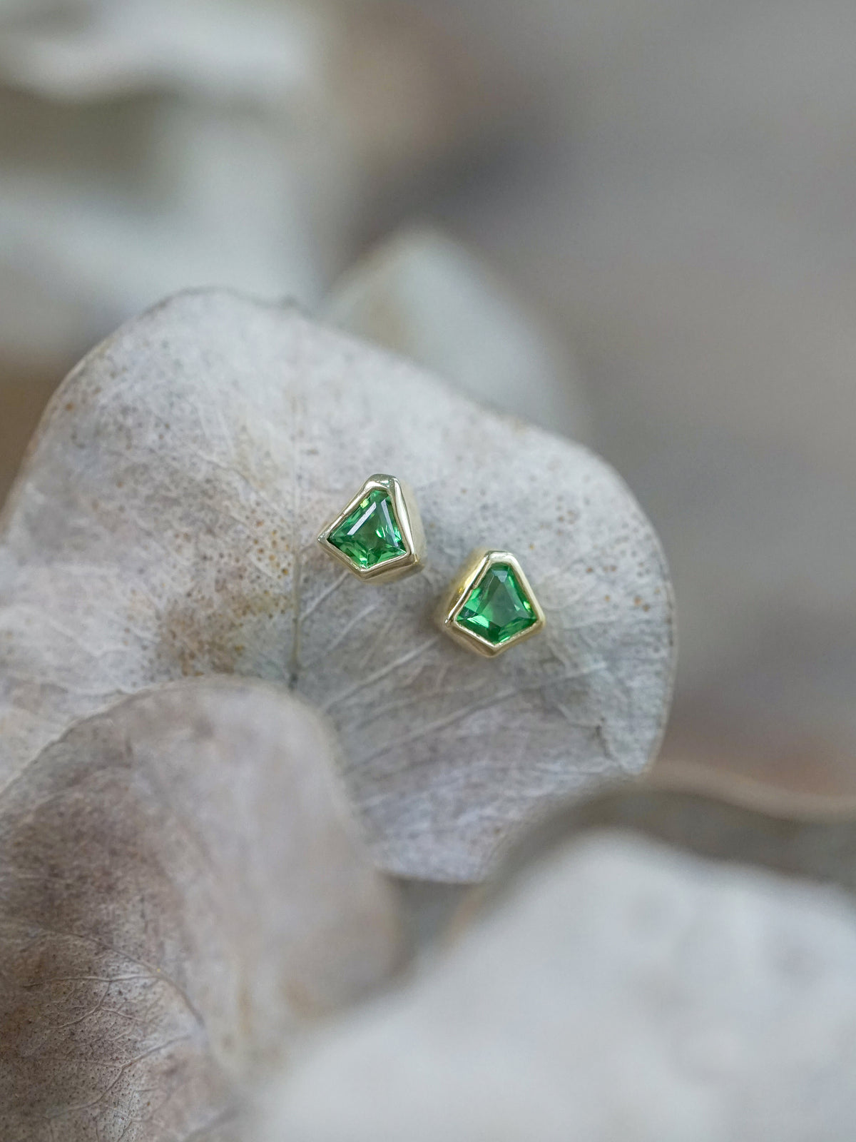 Tsavorite Garnet Earrings in Gold