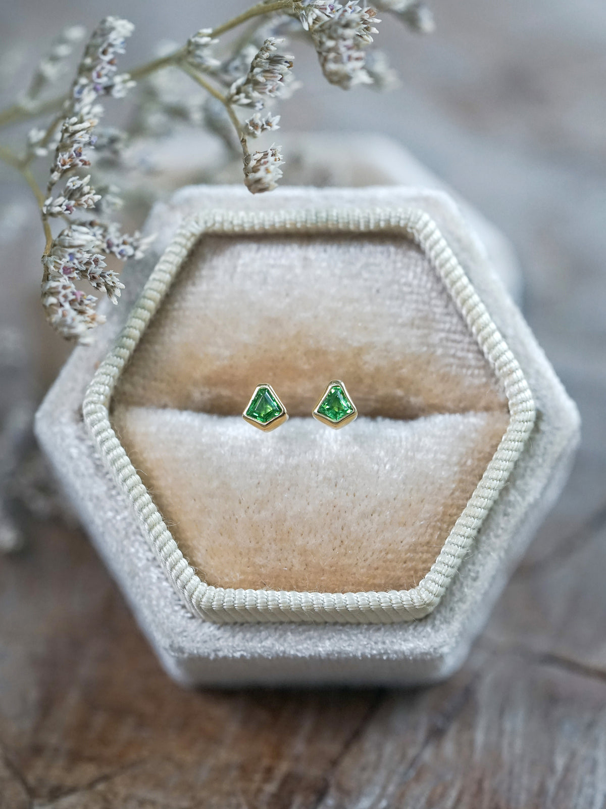 Tsavorite Garnet Stud Earrings in Gold