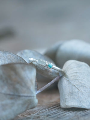 Turquoise and Zircon Ring Silver