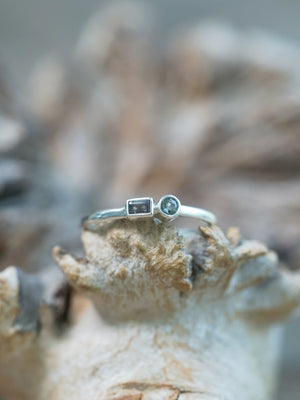 Two Stone Sapphire Ring in Recycled Sterling Silver