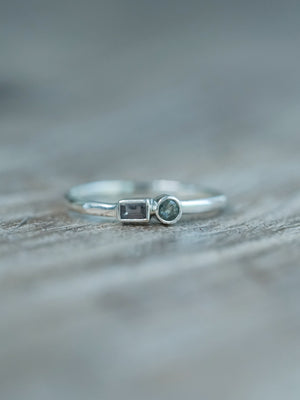 Two Stone Sapphire Ring in Sterling Silver